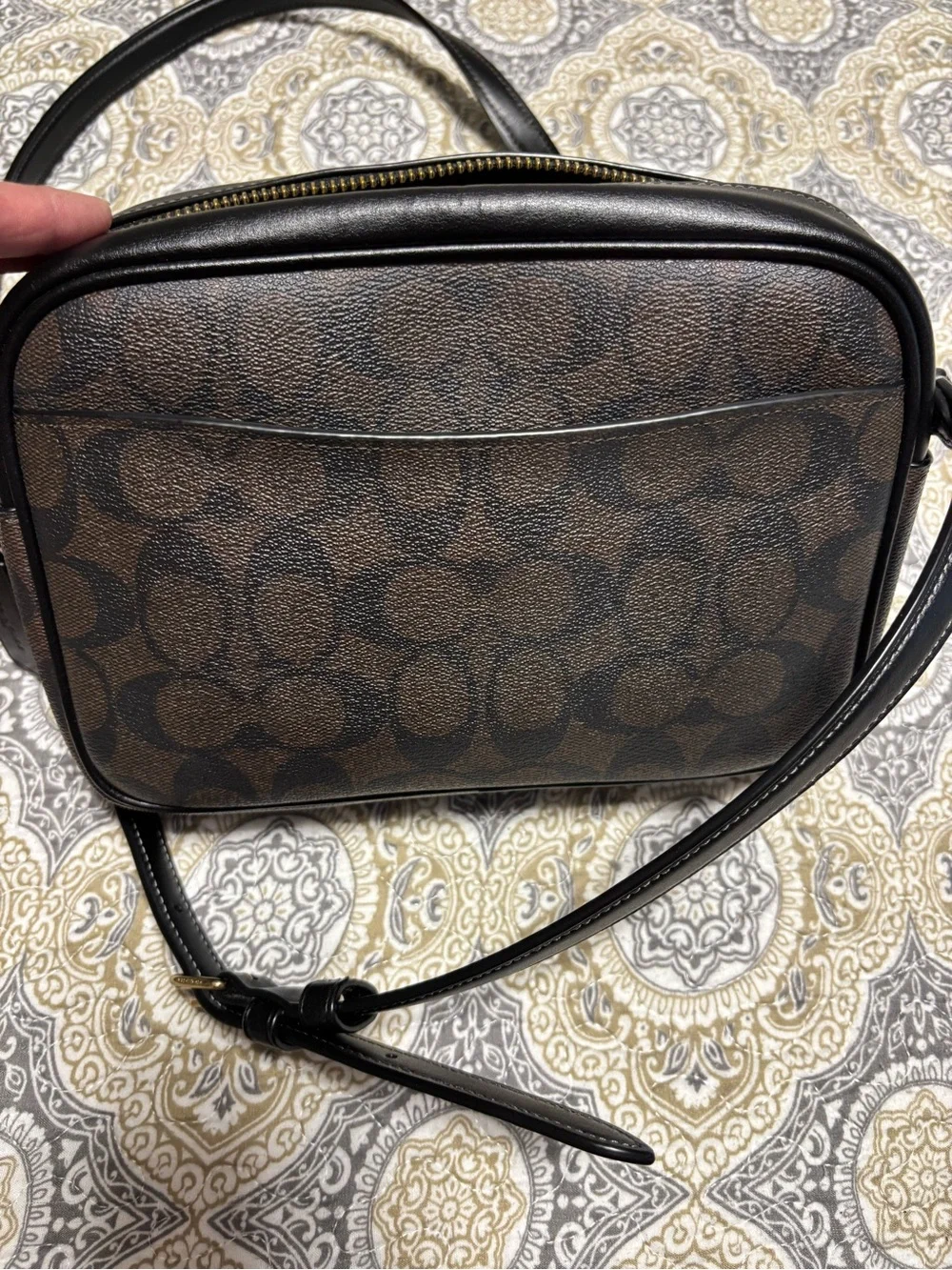 Coach Brown and Black Signature Messenger Crossbody